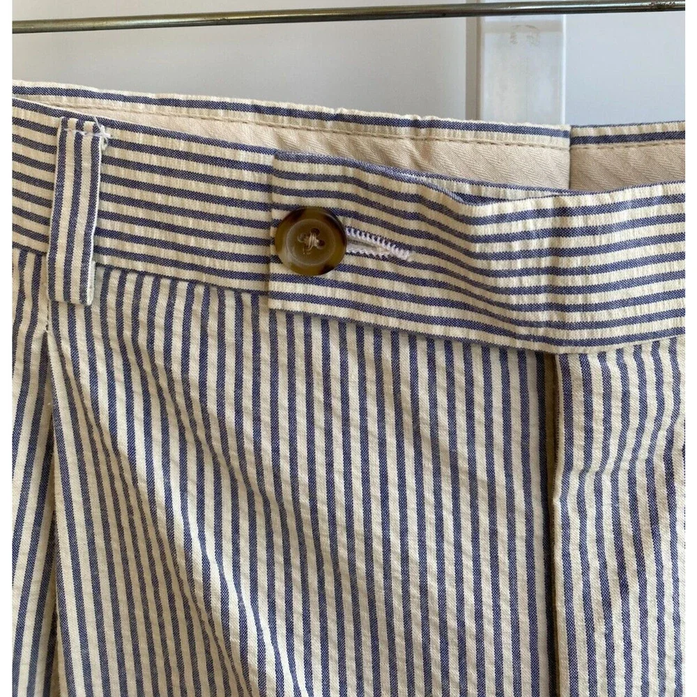 Burberry mens Seersucker Blue White pants trousers US 32 Reg (32x32)